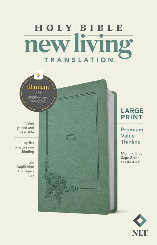 NLT Large Print Premium Value Thinline Bible, Sage Green