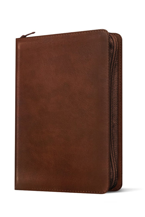 Message Deluxe Gift Zipper Bible, Large Print, Brown