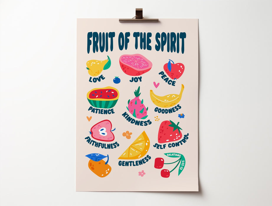 Fruit Of The Spirit A3 Poster, With Fruit Illustrations