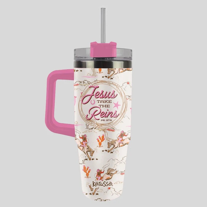 Take the Reins - 30oz Stainless Steel Mug with Straw
