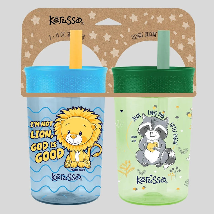 Raccoon & Lion - 15oz Soft Silicone Straw Cup 2-pack