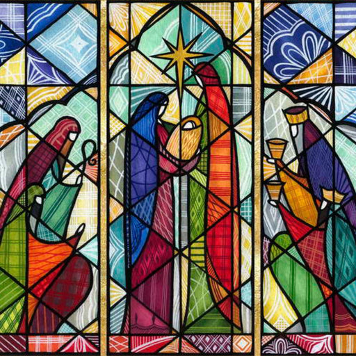 Stainglass Kings Christmas Cards (Pack Of 10)
