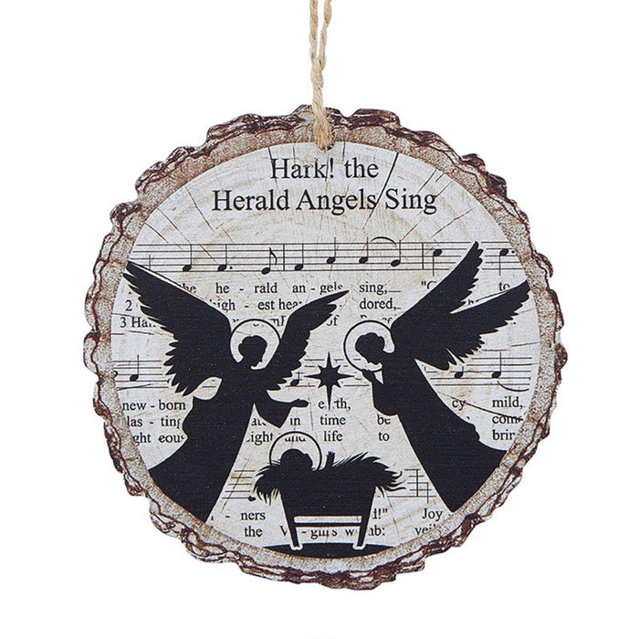 Hark The Herald Angels Sing Wood Slice Ornament