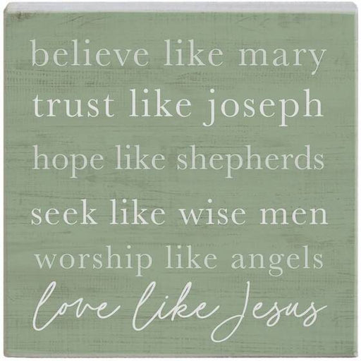 Mini Christmas Sign Square: Believe/Mary