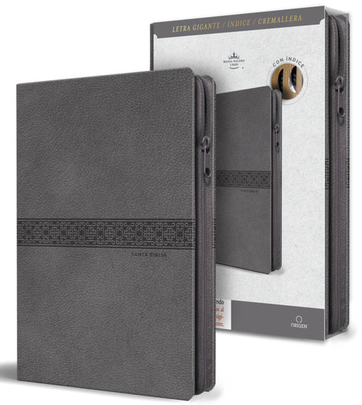 Biblia RVR 1960 Tamaño manual, letra gigante, piel gris