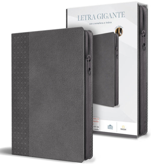 Biblia Reina Valera letra gigante, símil piel gris