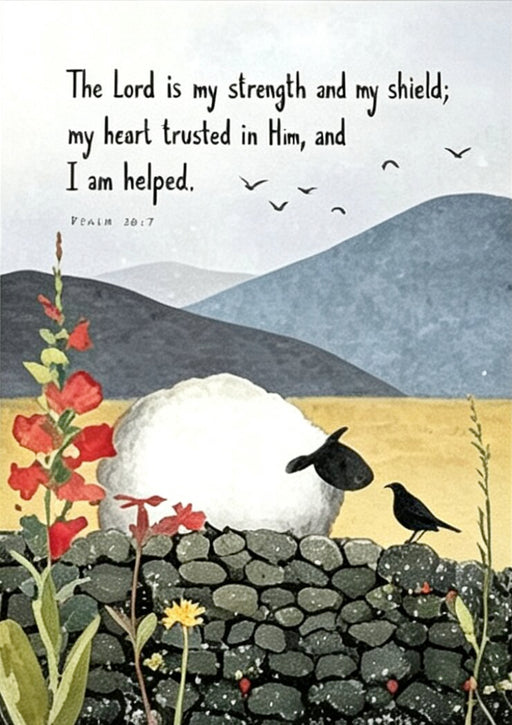 Sheep And Blackbird Greetings Card
