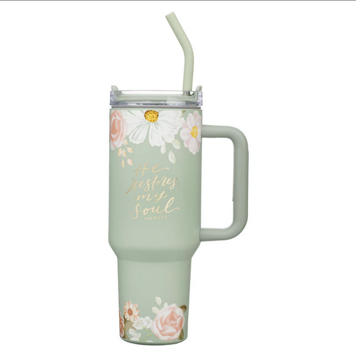 He Restores My Soul 40 oz Stainless Steel Tumbler with Straw