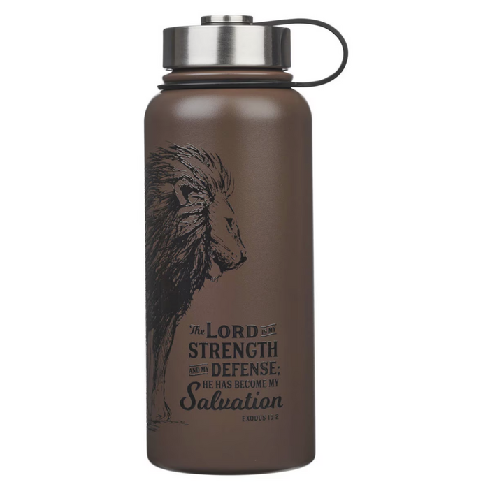 The Lord is My Strength Brown Stainless Steel Water Bottle