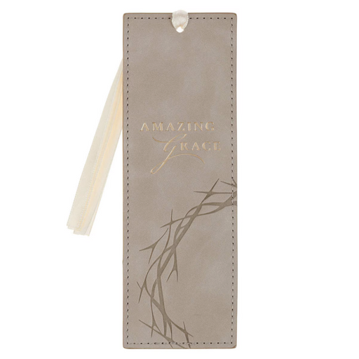 Amazing Grace Taupe Faux Leather Bookmark - Isaiah 53:5