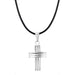 Curved & Grooved Cross On Leather Cord