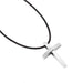 Curved Cross Pendant On Leather Cord