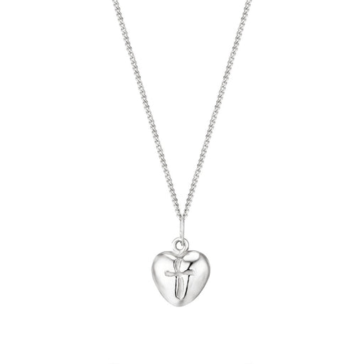 Curved Heart Pendant With Cross Centre