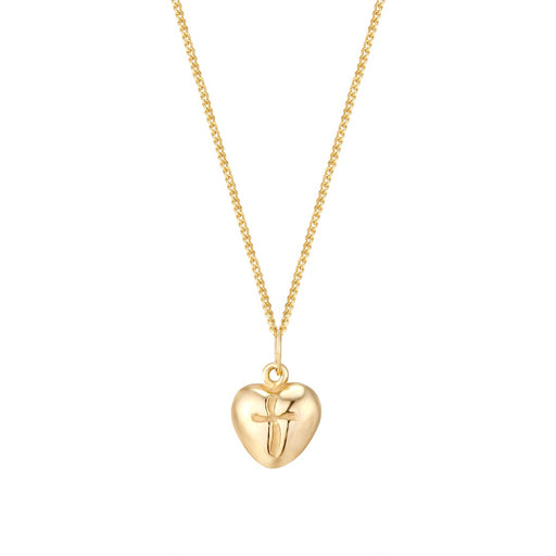 Curved Heart Pendant With Cross Centre