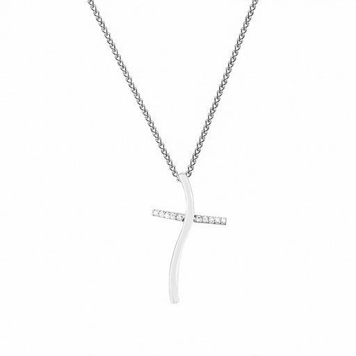 CZ Wavy Cross Pendant