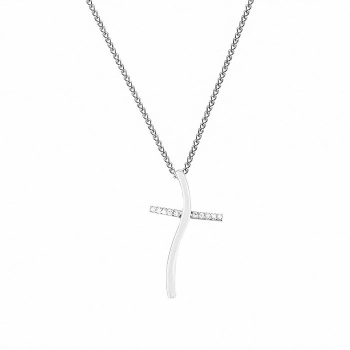 CZ Wavy Cross Pendant