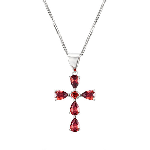 Garnet Cross Pendant