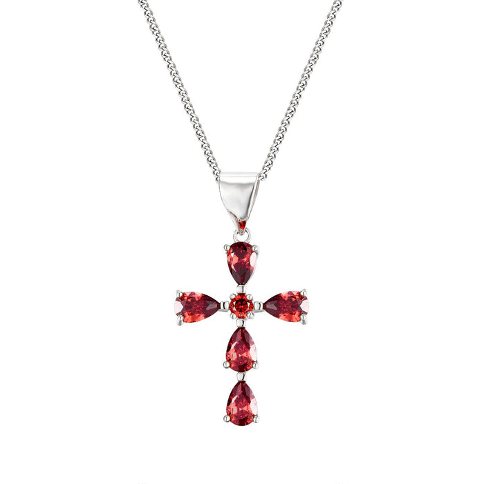 Garnet Cross Pendant