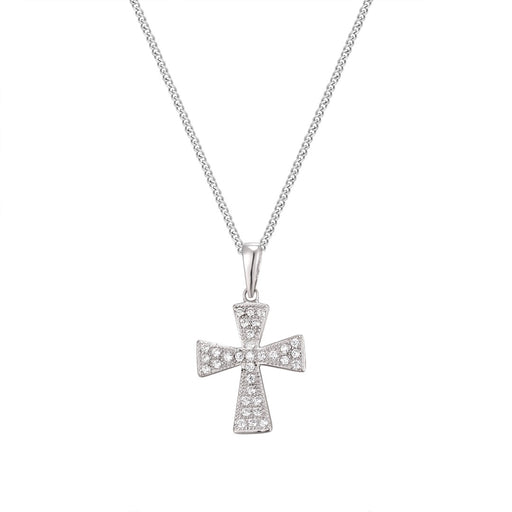 Small Pave-Set Cz Cross Pendant