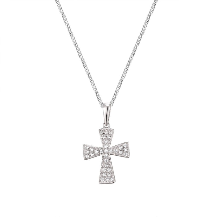 Small Pave-Set Cz Cross Pendant