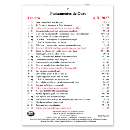Portuguese Golden Thoughts Calendar 2027