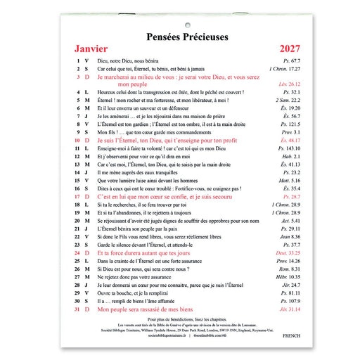 French Golden Thoughts Calendar 2027