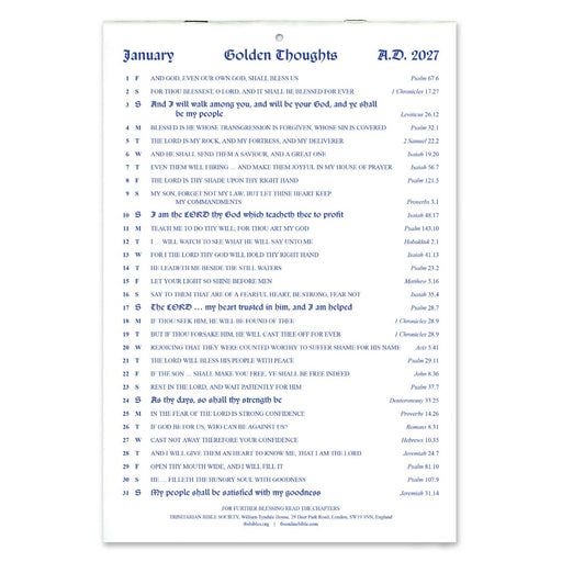 English Golden Thoughts Calendar 2027