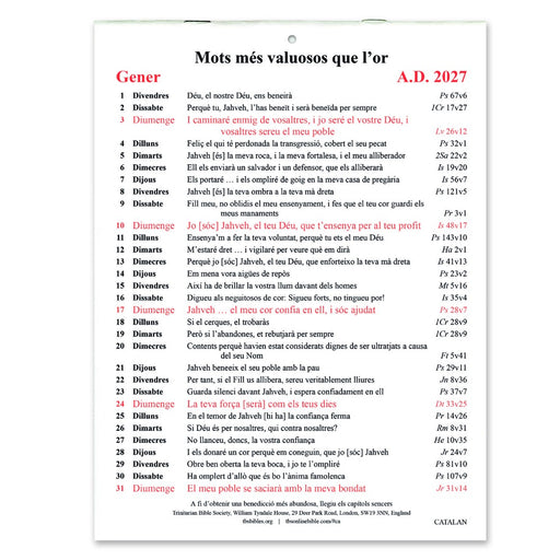 Catalan Golden Thoughts Calendar 2027