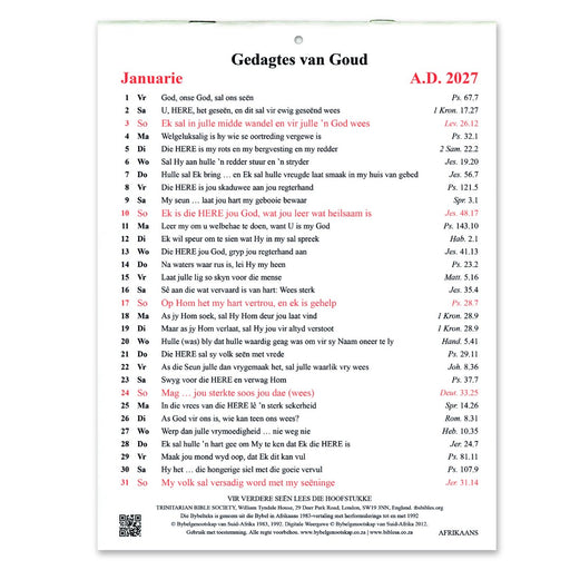 Afrikaans Golden Thoughts Calendar 2027