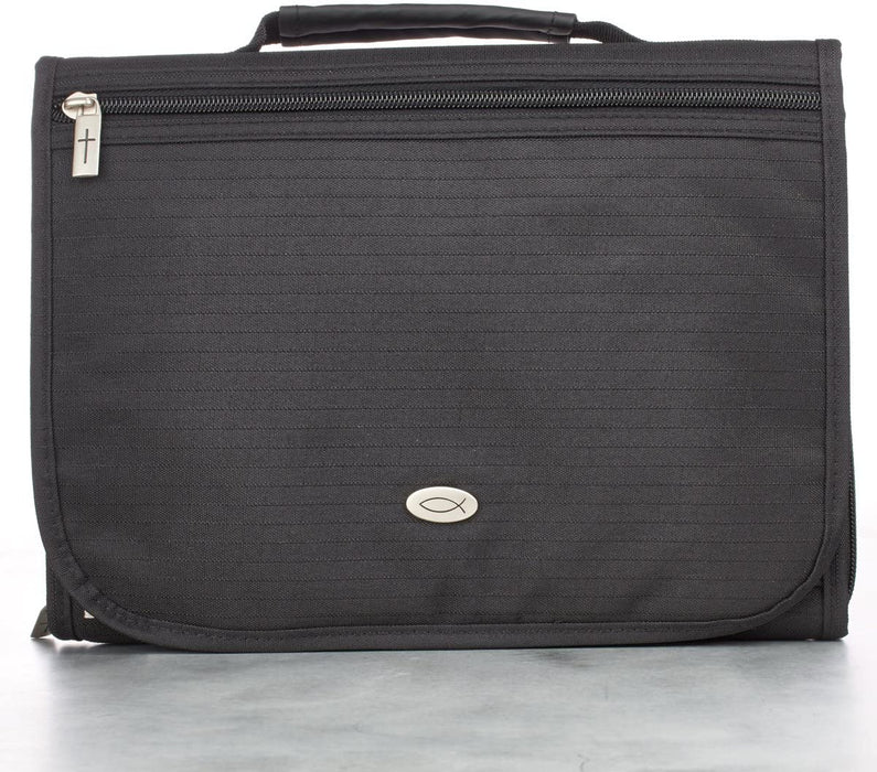 Fish Black Tri-Fold Bible Case, Medium
