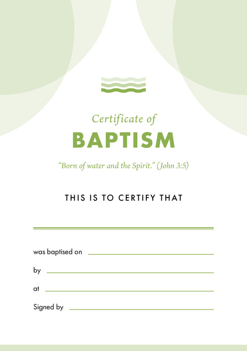 ETC Baptism Certificate A4 Portrait (pack of 10)