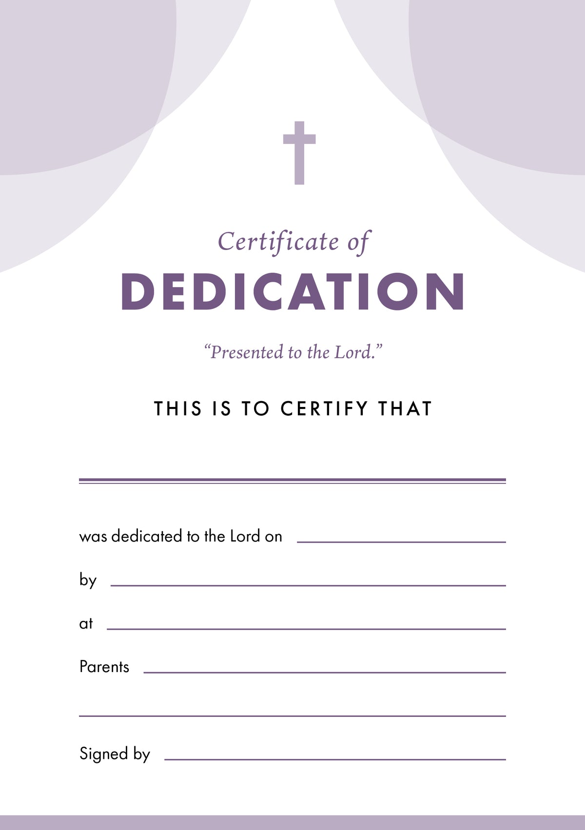 ETC Dedication Certificate A4 Portrait (pack of 10) — Aslan Christian Books