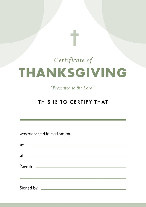 ETC Thanksgiving Certificate A5 Portrait (pack of 10)