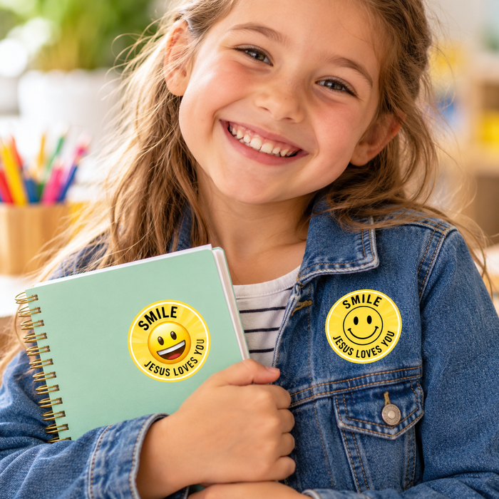 ETC Smile Jesus Loves You Stickers Emoji (Pack of 48) 