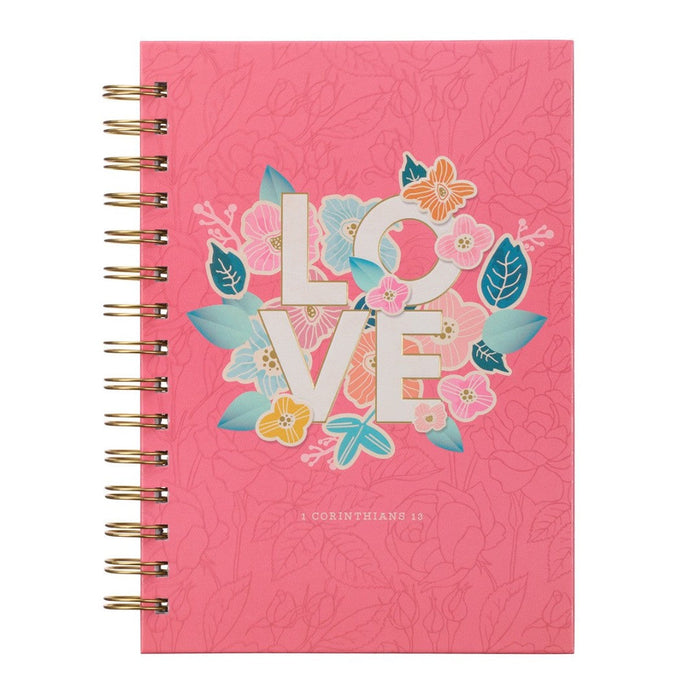 Love Pink Floral Large Wirebound Journal