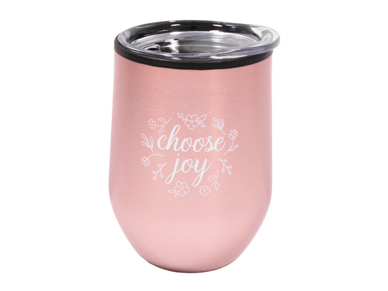 Mug Tumbler Stainless Steel Choose Joy Rose Gold 12Oz