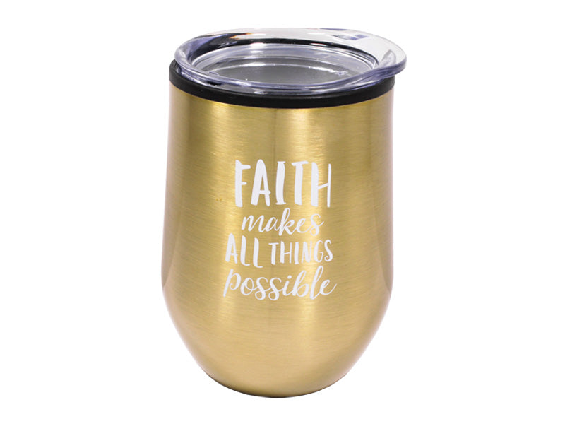 Mug Tumbler Stainless Steel Faith Gold 12oz