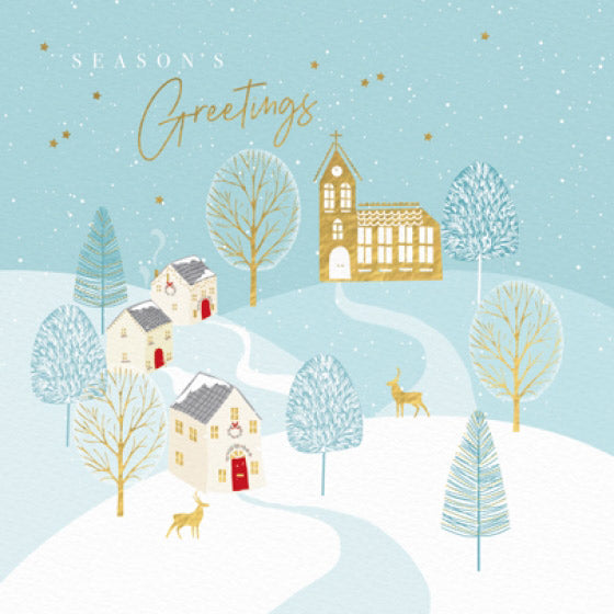 Christmas Cards: Winter Church Scene (Pack of 4)