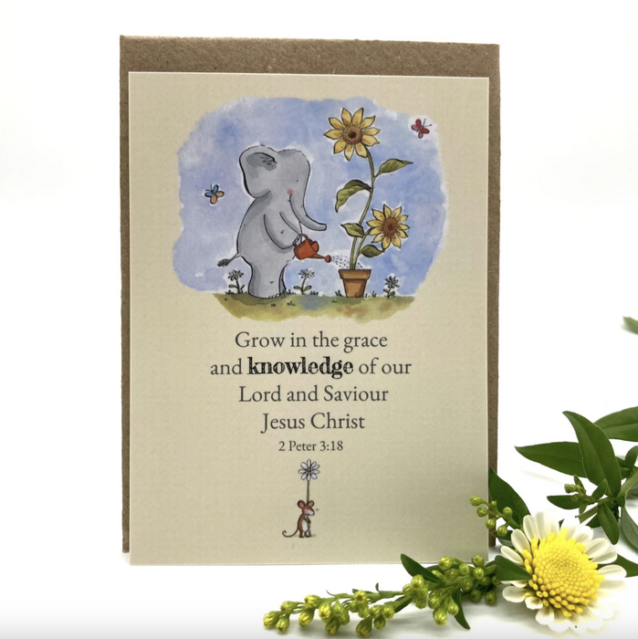Grow In the Grace Elephant Prayer Card