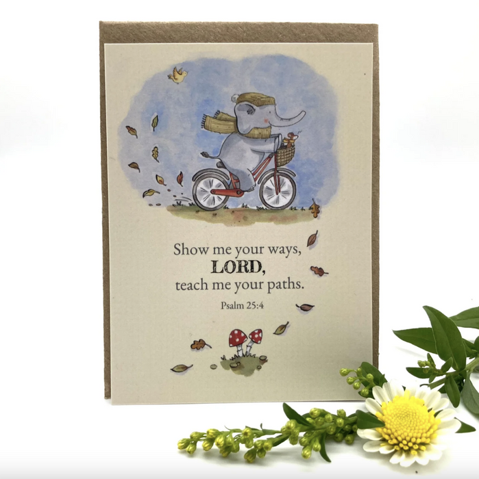 He Will Cover You With His Feathers Elephant Prayer Card