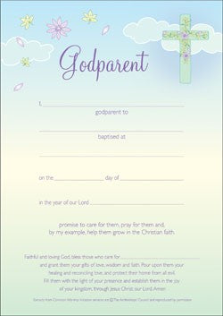 Godparent Certificate (Pack of 10) — Aslan Christian Books