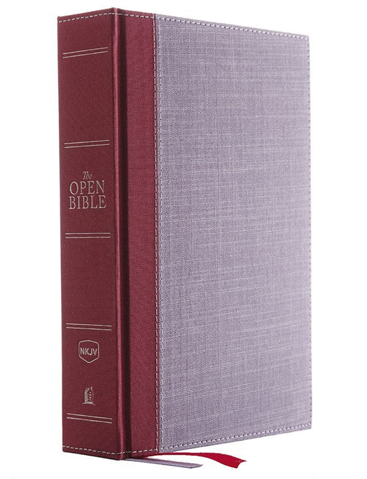 NKJV Open Bible, Red Letter Edition, Gray/Red