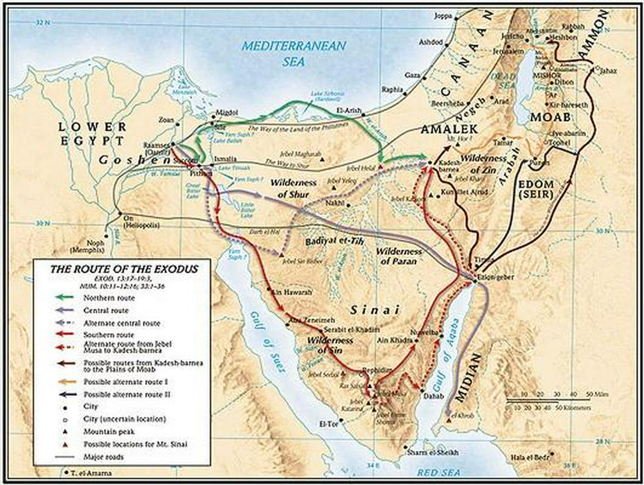 The Route Of The Exodus Map