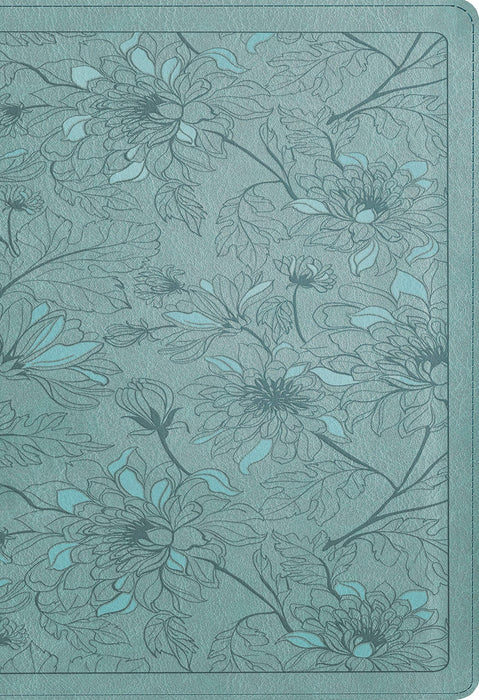 NLT Large Print Thinline Reference Bible, Filament Enabled Edition (Red Letter, LeatherLike, Floral Leaf Teal, Indexed)