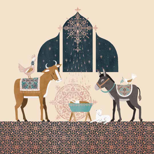 Christmas Cards: Manger Scene (Pack of 4)