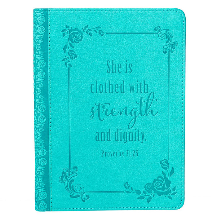 Proverbs 31:25 Aqua Mini Journal